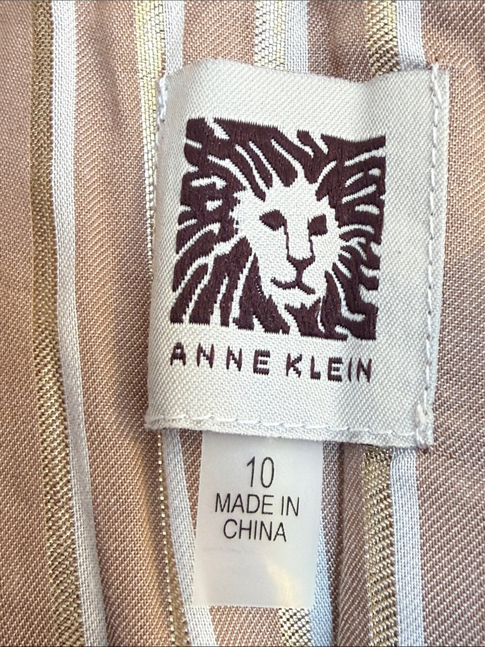 Anne Klein Beige and Gold Striped Tunic Shirt dress - Picture 4 of 4